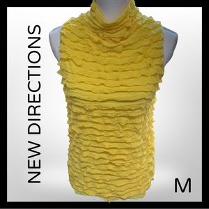 EUC NEW DIRECTIONS BRIGHT YELLOW RUFFLED TANK SZ MEDIUM